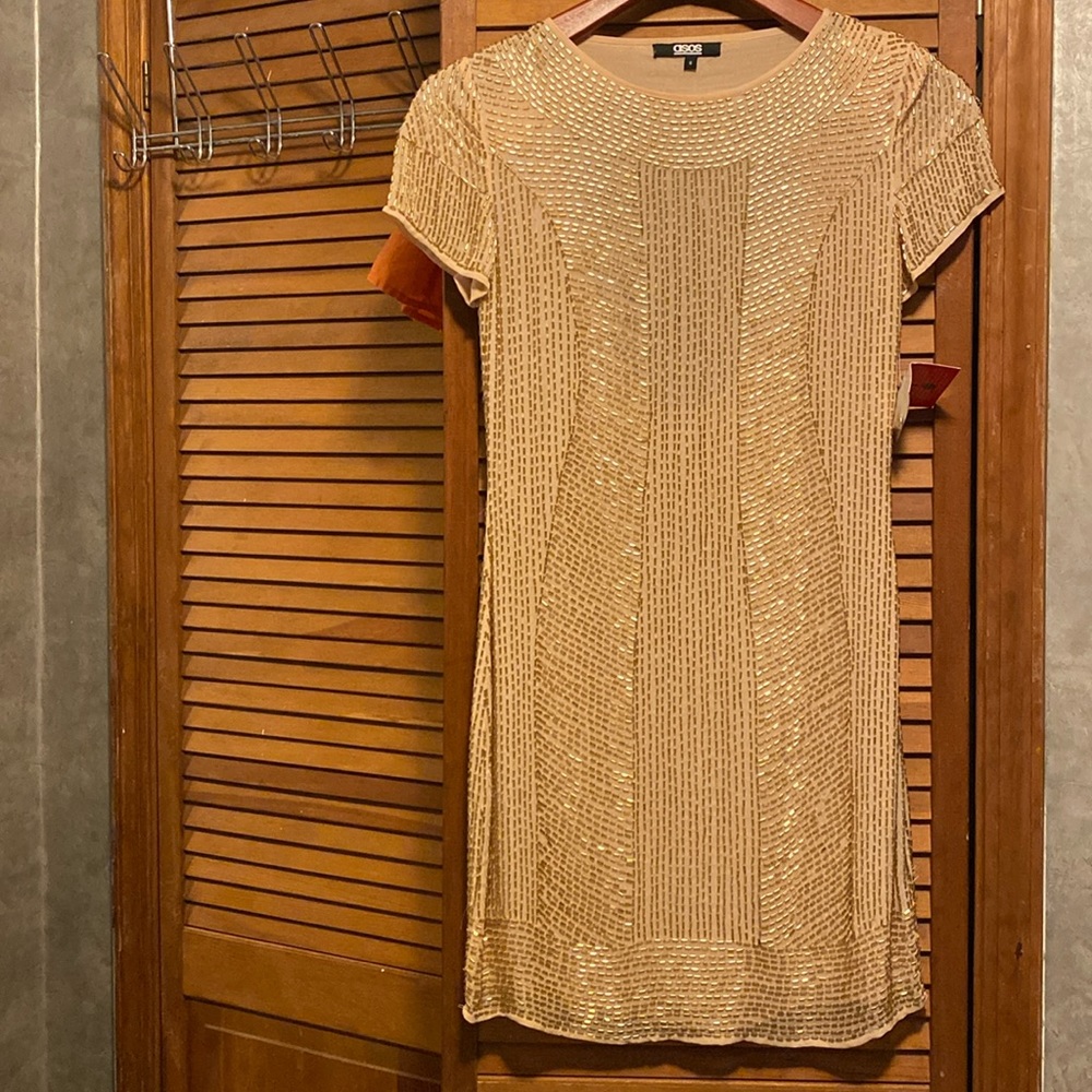 ASOS Gold Textured Dress - Picture 3 of 13